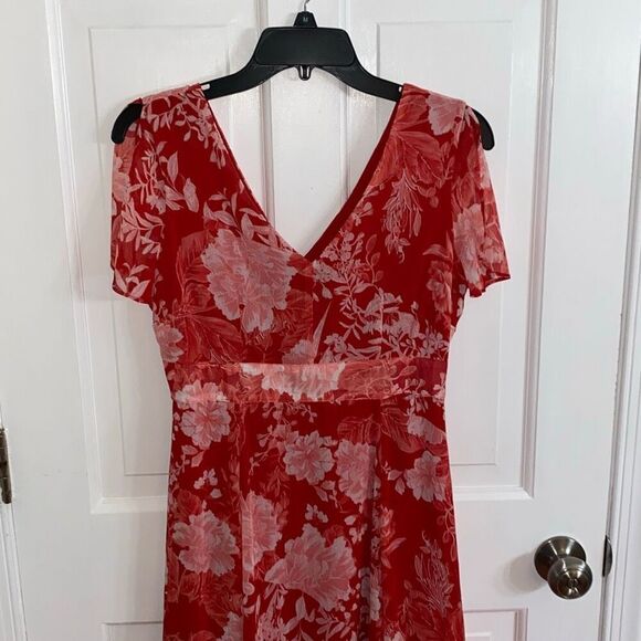 INC International Concepts printed flutter sleeve asymmetrical dress size 4P - Picture 3 of 14